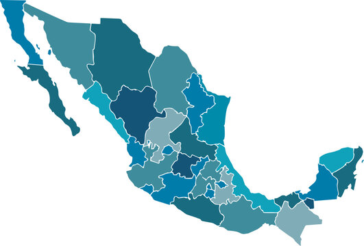 vector map of mexico light blue color