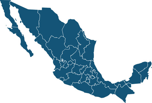 vector map of Mexico blue color