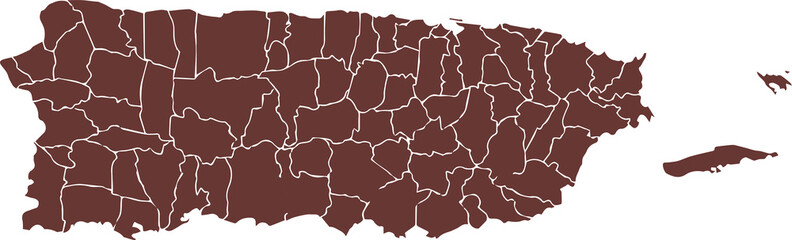brown map of Puerto Rico