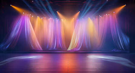 stage spotlight background with curtain 