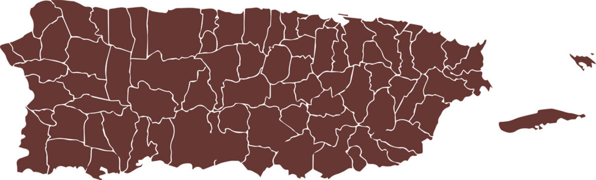 brown map of Puerto Rico