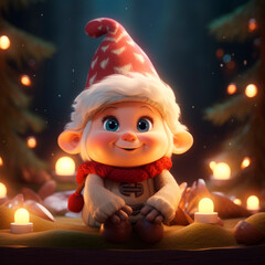 Cute Christmas Gonks on the background of a Christmas picture
