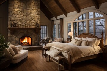 Obraz premium contemporary casa luxury bedroom interior design style house beautiful ideas concept bedroom decorating with beauty design material colour scheme and composition