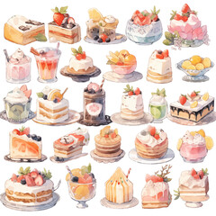 dessert cake drink watercolor detail soft color winter layered translucency