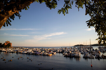 Photographic shot of the small port of Baratti in Tuscany