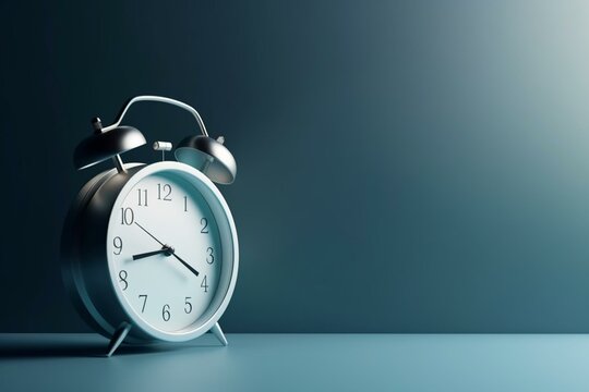 3D rendered clock on blue background. Generative AI