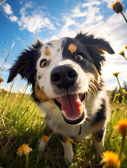 Australian Shepherd - Happy Dogs in a Meadow on a Sunny Day