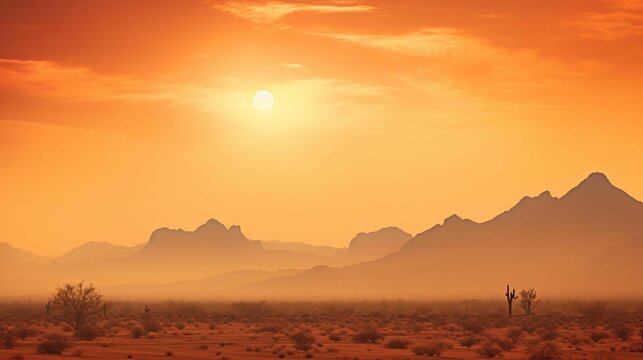 Scenic view of a desert landscape at sunset