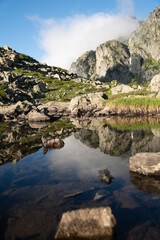 landscape with lake and mountains