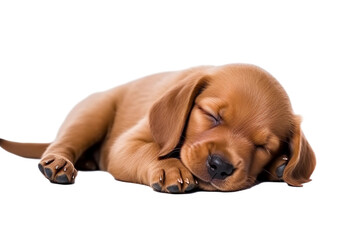 sleeping golden retriever puppy isolated on transparent background