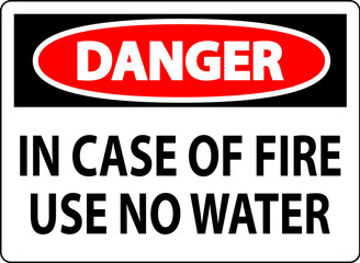 Danger Sign: Danger - In Case Of Fire Use No Water