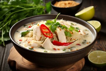 Thai chicken soup with coconut. Generative AI