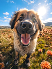 Leonberger - Happy Dogs in a Meadow on a Sunny Day