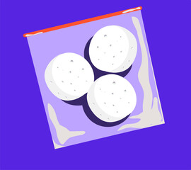 vector illustration of Naphthalene mothball in plastic bag