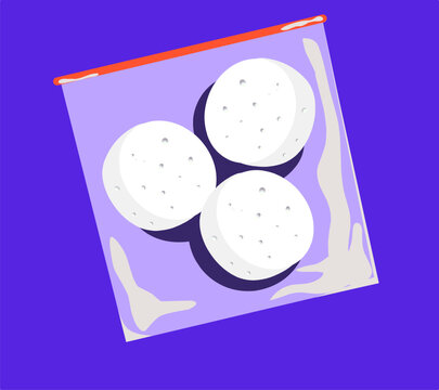 vector illustration of Naphthalene mothball in plastic bag