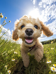 Poodle - Happy Dogs in a Meadow on a Sunny Day
