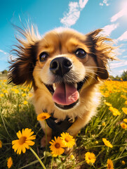 Tibetan Spaniel - Happy Dogs in a Meadow on a Sunny Day