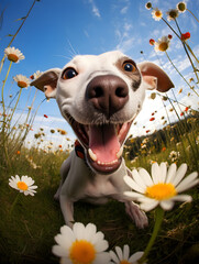 Whippet - Happy Dogs in a Meadow on a Sunny Day