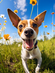 Toy Fox Terrier - Happy Dogs in a Meadow on a Sunny Day