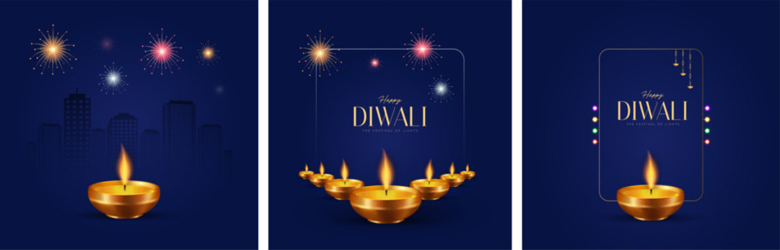 Happy Diwali Social Media Post for Advertisement, Status Wishes, Banner, Greeting Card
