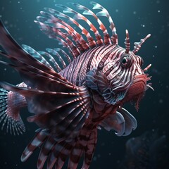 Cyborg lion fish realistic image AI Generative Art