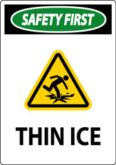 Water Safety Sign Danger - Thin Ice