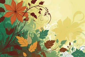 Background with foliage and floral design. Generative AI