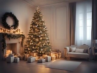 Christmas background. Xmas romantic and elegant atmosphere.  Greeting card. 