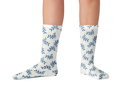 Mockup of woman wearing customizable socks