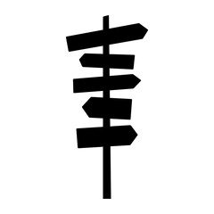 Signpost icon. Pointer with arrows. Black silhouette. Front view. Vector simple flat graphic illustration. Isolated object on a white background. Isolate.