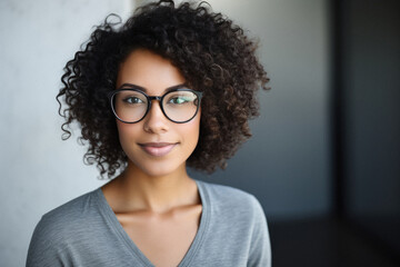 Obraz premium Portrait of beautiful young woman with curly hair.