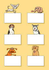 Fototapeta premium cartoon dogs and puppies with cards design set