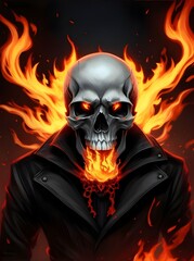 Skull on fire. Generative AI