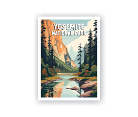 Yosemite National Parks Illustration Art.