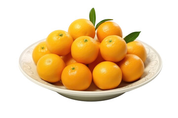 Fresh Mandarine Orange Serve on Plate, Transparent Background