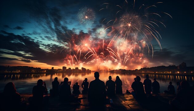 Fireworks and people watching