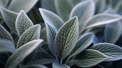 A macro shot of Silverleaf Sage's intricate patterns and textures.