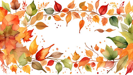 Watercolor autumn abstract background with maple leaves
