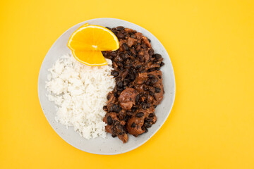 Feijoada typical Brazilian food. Traditional Brazilian food made with black beans.