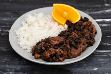 Feijoada typical Brazilian food. Traditional Brazilian food made with black beans.