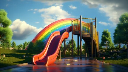 Colorful playground slide