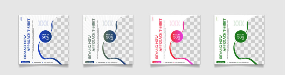 Naklejka premium Bundle of editable Modern Social Media Post Feed Banner Templates for Sale and Discount Promotions