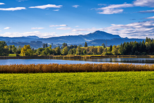 The idyllic lake Sulzberg in the alps of Bavaria