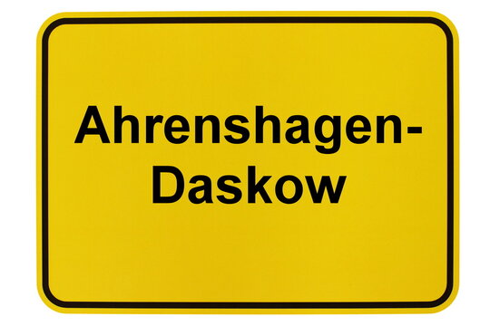 Illustration eines Ortsschildes der Gemeinde Ahrenshagen-Daskow in Mecklenburg-Vorpommern
