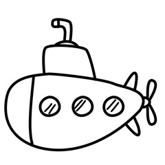 Submarine Cartoon Icon Lines