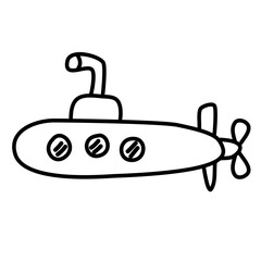 Submarine Cartoon Icon Lines