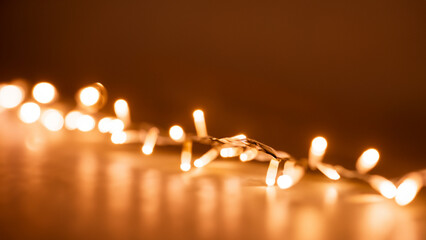  A close-up view of a row of Christmas lights