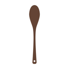 Cooking spoon. Wooden spoon with long handle. Vector