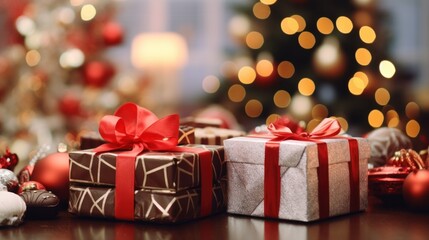 Colorful Assorted Christmas Chocolates in Festive Gift Boxes and Wrapping for Holiday Dessert and Gift Ideas