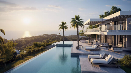 Naklejka premium big outdoor pool of a luxury penthouse 